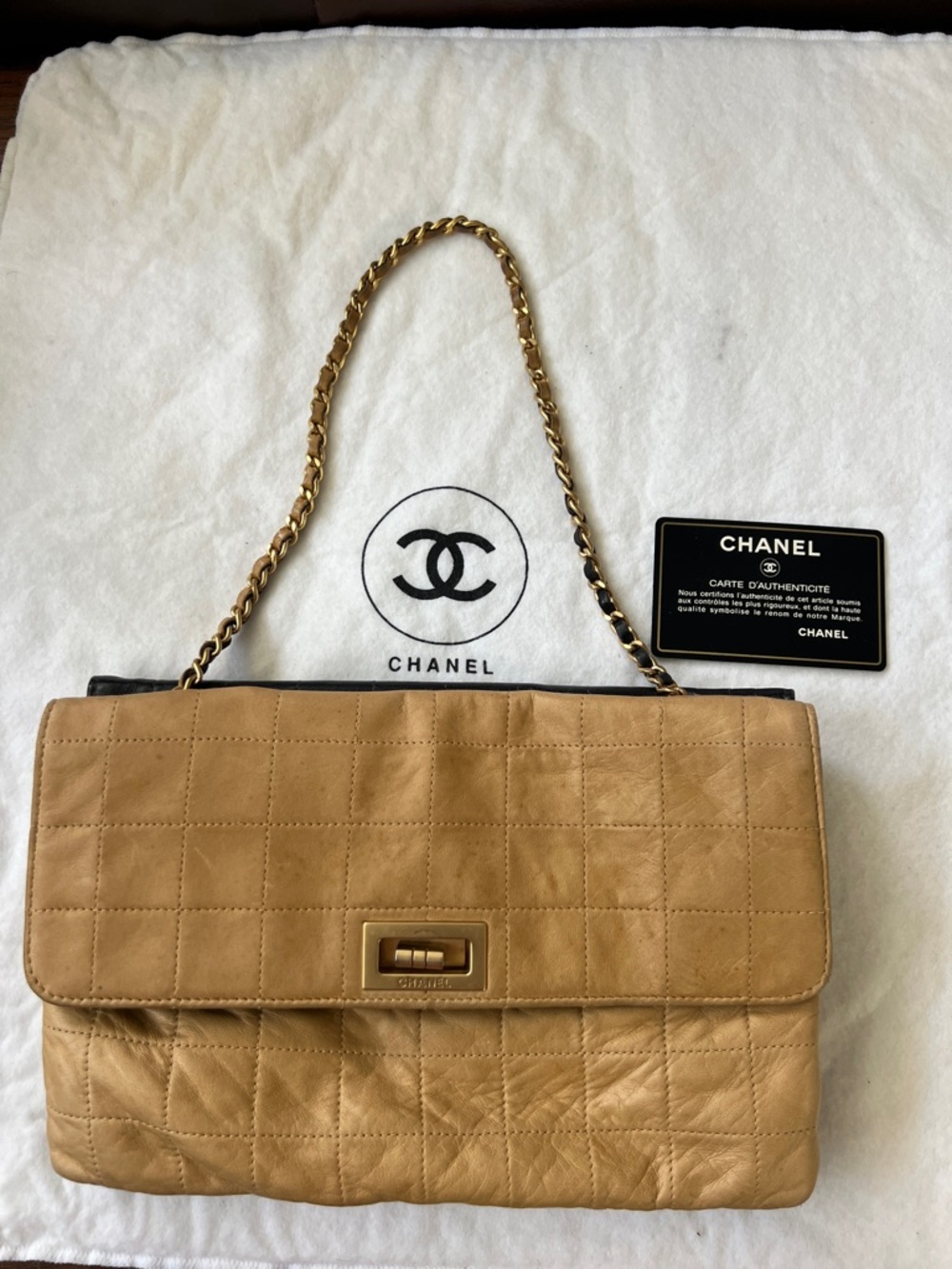 Chanel Double Sided Chocolate Bar Lambskin Flap Leather made in Italy